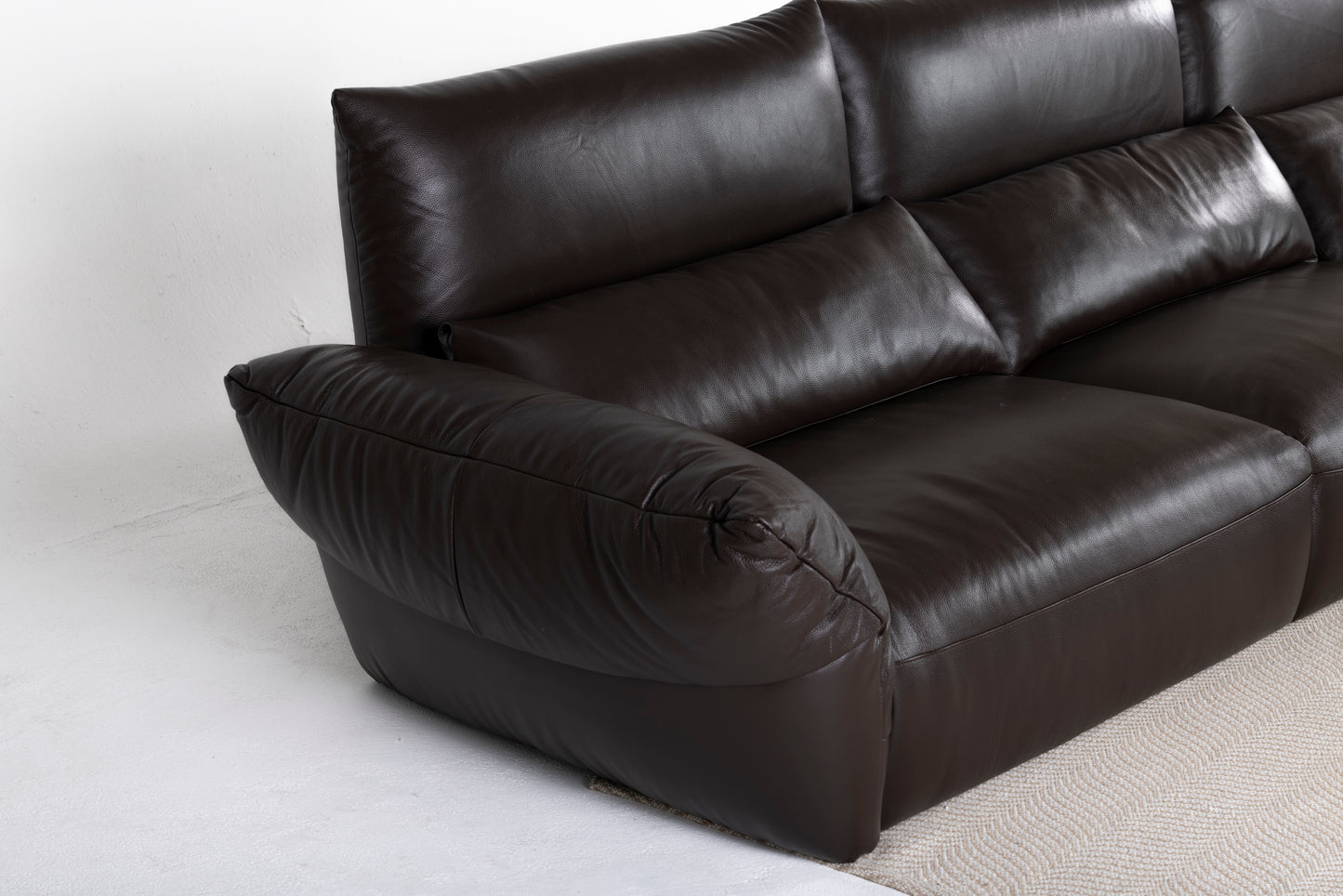 Three-seater with left chaise longue - Leather