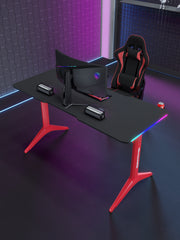 Gaming Desk -Black top&Red leg