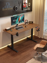 Walnut + Black Leg Adjustable Height Desk