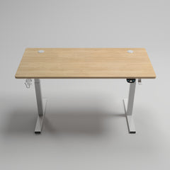 Oak + White Leg Adjustable Height Desk