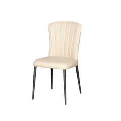 Beige chair with black legs on a white background