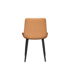 Modern Dining Chair – Caramel Brown Eco-Leather with Steel Legs