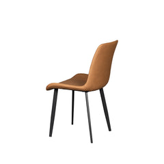 Modern Dining Chair – Caramel Brown Eco-Leather with Steel Legs