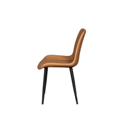 Modern Dining Chair – Caramel Brown Eco-Leather with Steel Legs