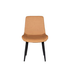 Modern Dining Chair – Caramel Brown Eco-Leather with Steel Legs