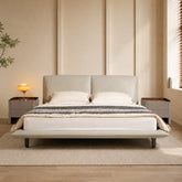 grey leather bed frame