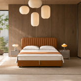 Orange leather bed frame