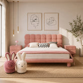 pink fabric bed frame