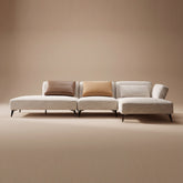 Modern Fabric Sofa – Linen Upholstered 3 Seater Couch with Feather Cushion