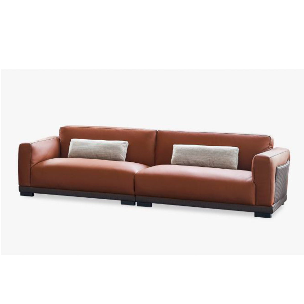 Sofa - 4 Seater Leather & Cloth