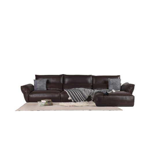 Three-seater with left chaise longue - Leather