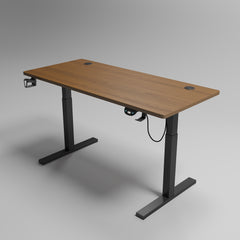 Walnut + Black Leg Adjustable Height Desk