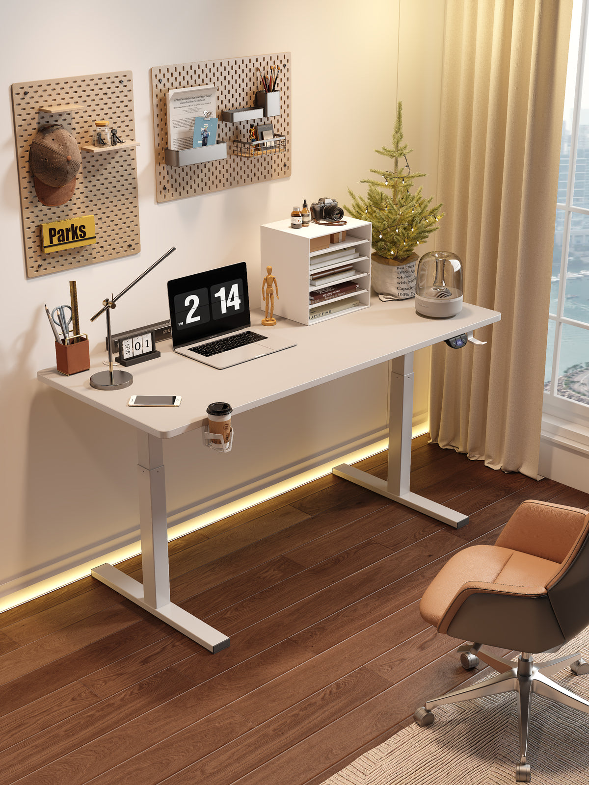 White Adjustable Height Desk