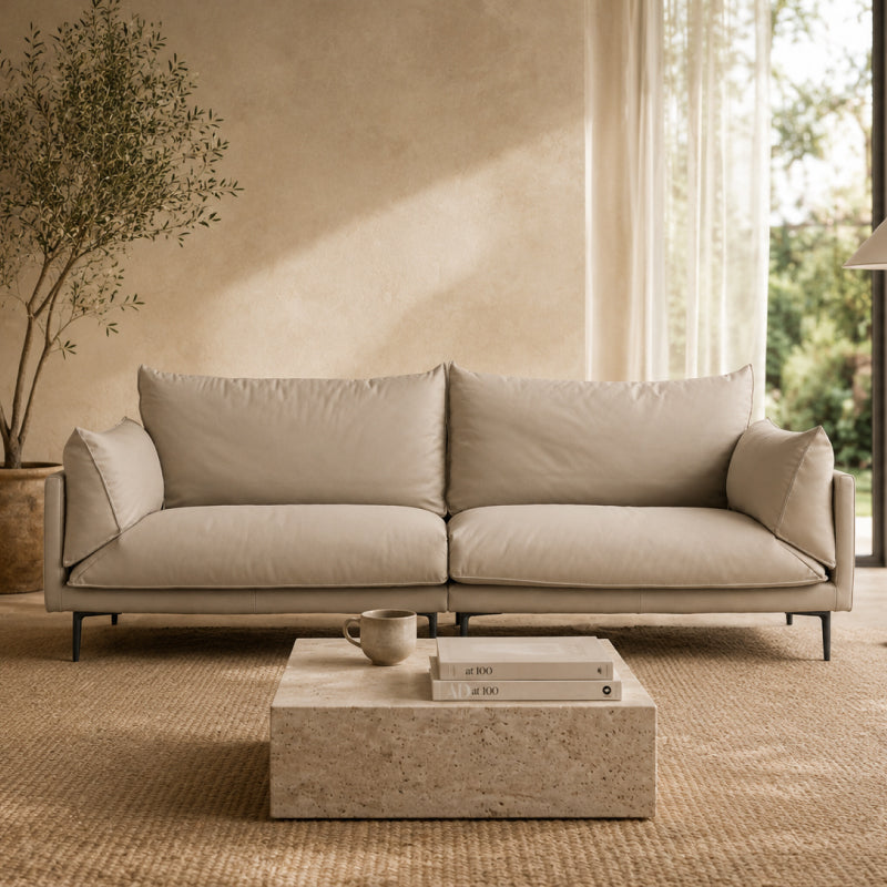 2 Seater Genuine Leather Sofa with Metal Frame – Modern Designer Lounge