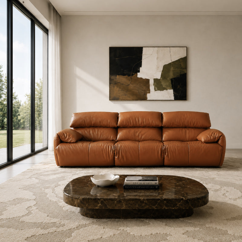 orange leather sofa