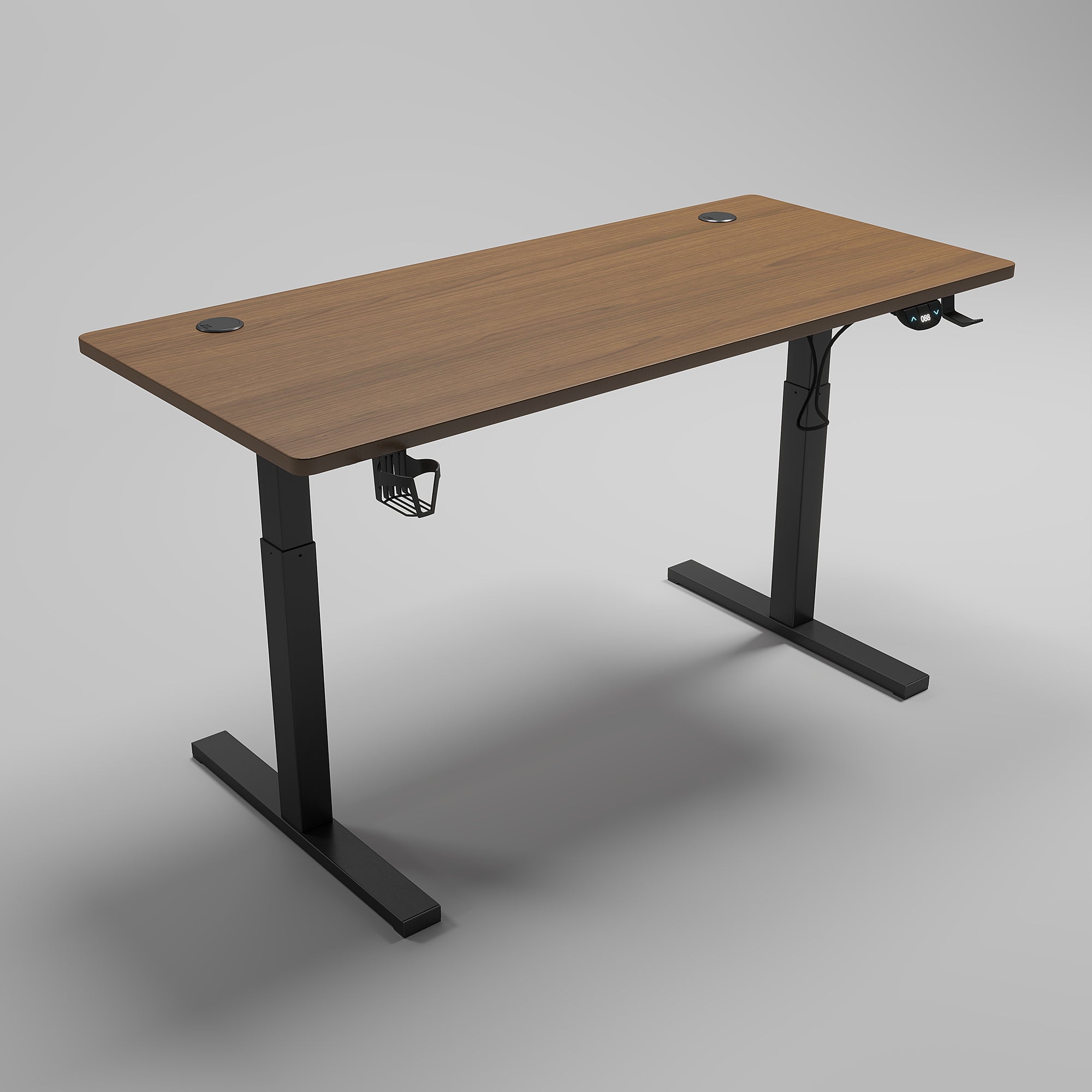 Trizenith Electric Adjustable Height Desk | Melbourne Shipping ( Walnut + Black )