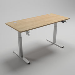 Oak + White Leg Adjustable Height Desk