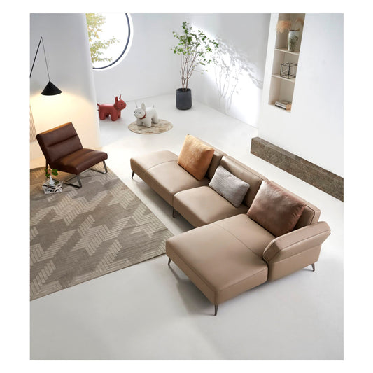 Three Seater Sofa with Right or Left Chaise - Leather