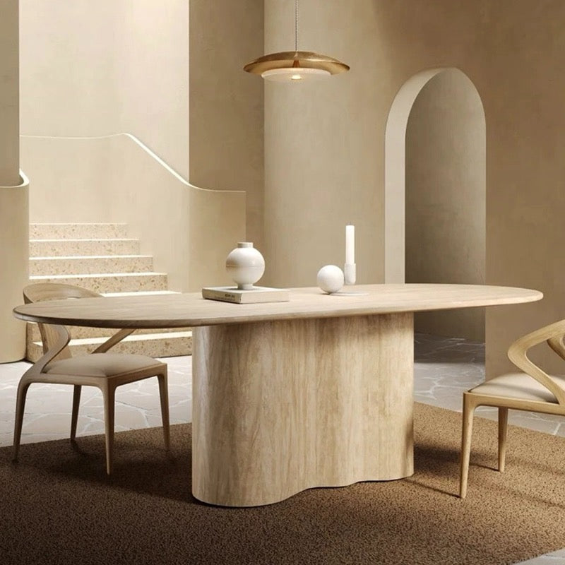 Terra Travertine Oval Dining Table