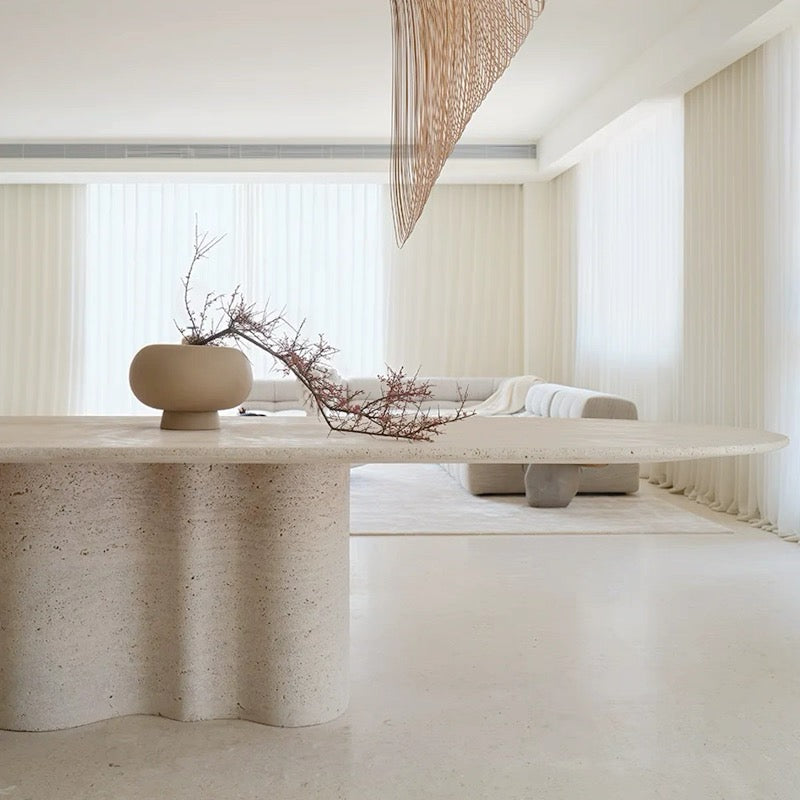 Terra Travertine Oval Dining Table
