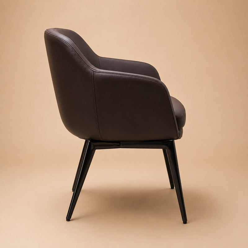 brown leather dining chair