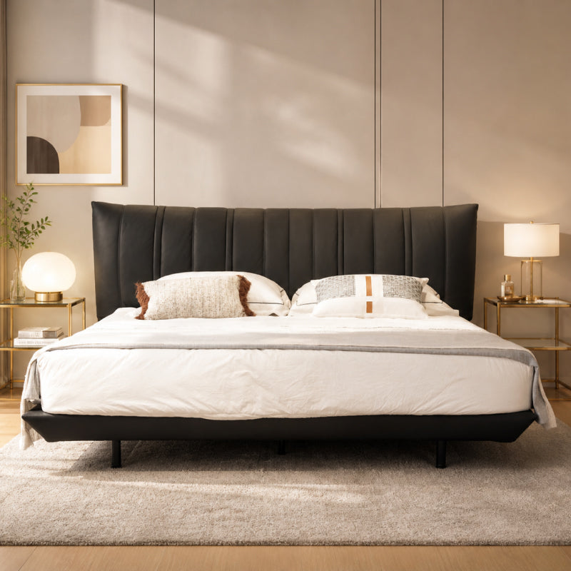 top grain leather bed frame