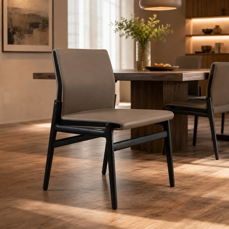 Modern Ash Wood Upholstered Dining Chair