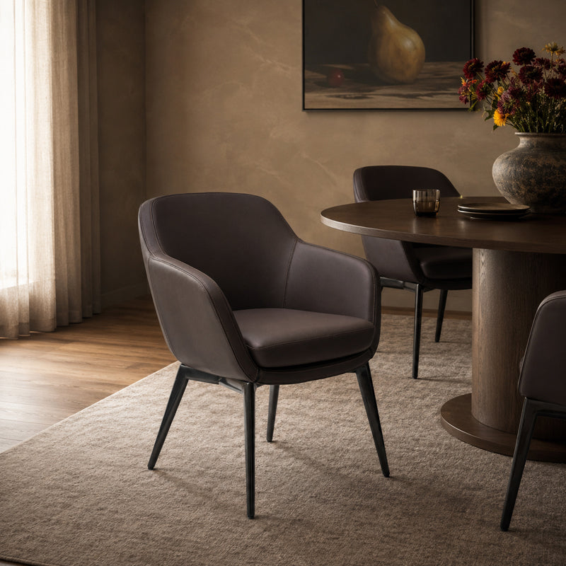brown leather dining chair