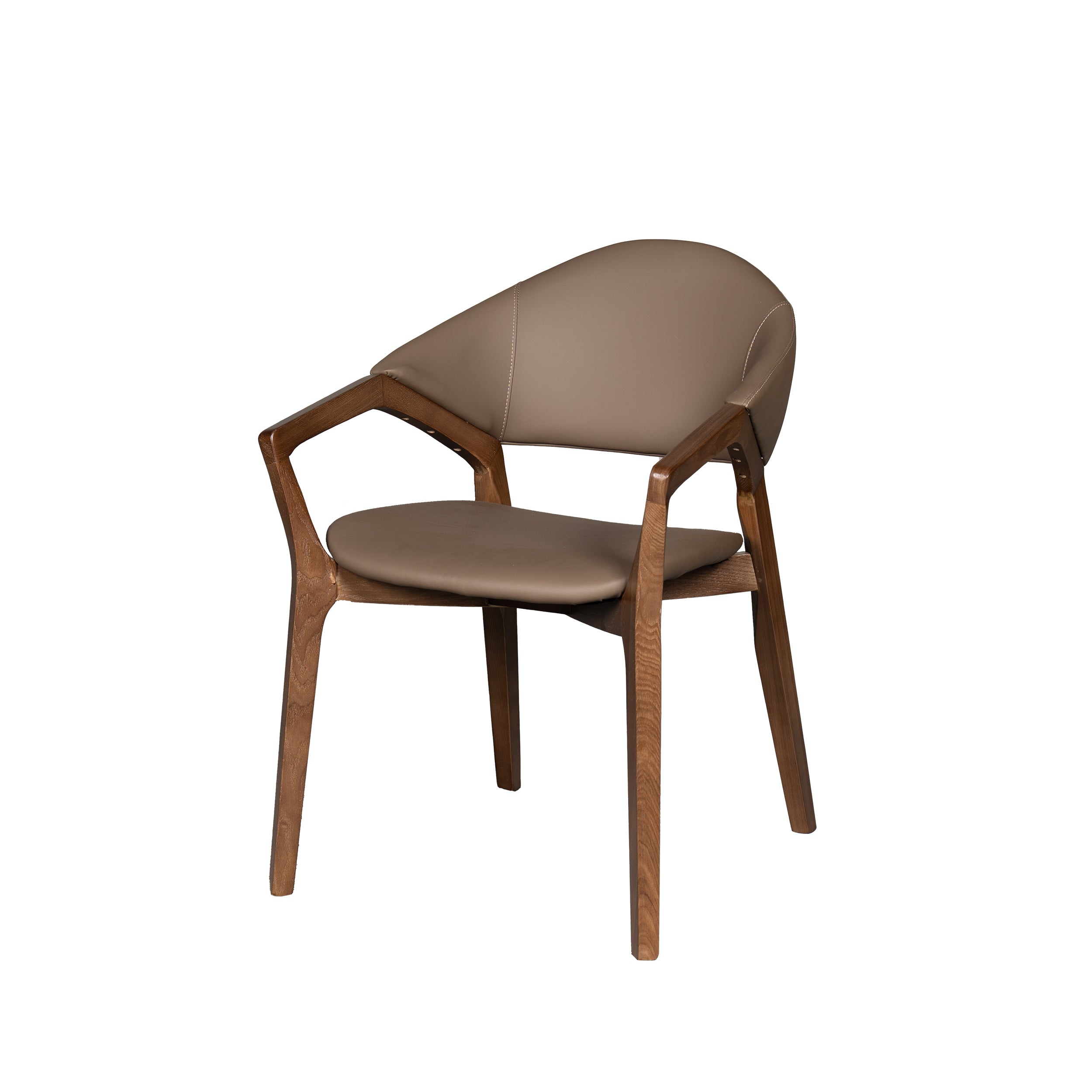 Brown chair with wooden frame on a white background