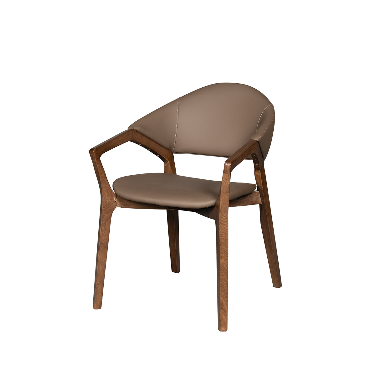 Brown chair with wooden frame on a white background