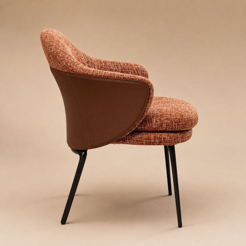 red fabric dining chair