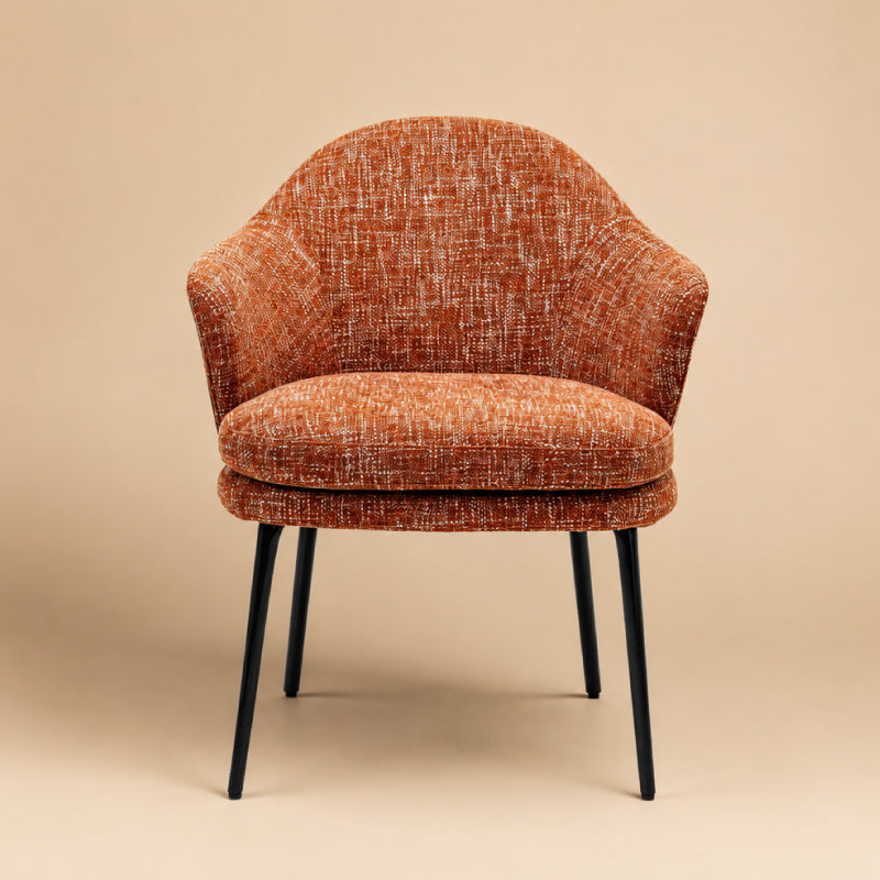 red fabric dining chair