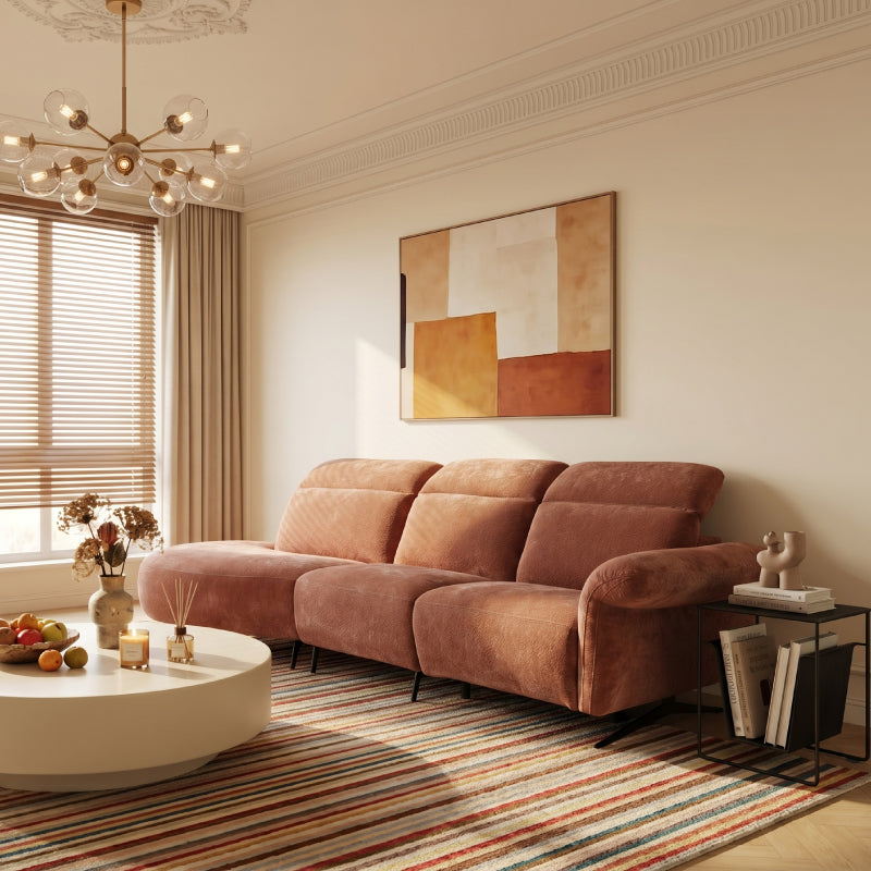 Luxury Electric Recliner Sofa with OKIN Motor | Chenille Fabric & Top-Grain Leather