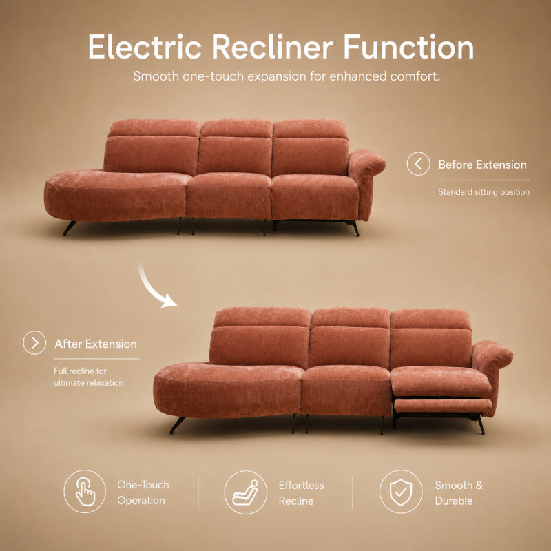 Luxury Electric Recliner Sofa with OKIN Motor | Chenille Fabric & Top-Grain Leather