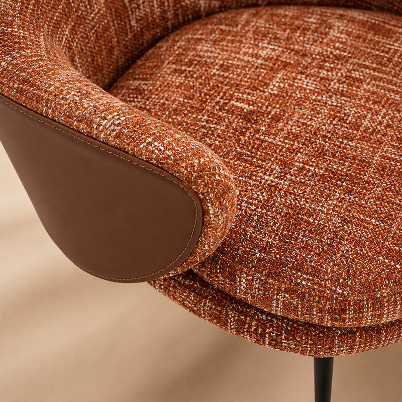 red fabric dining chair