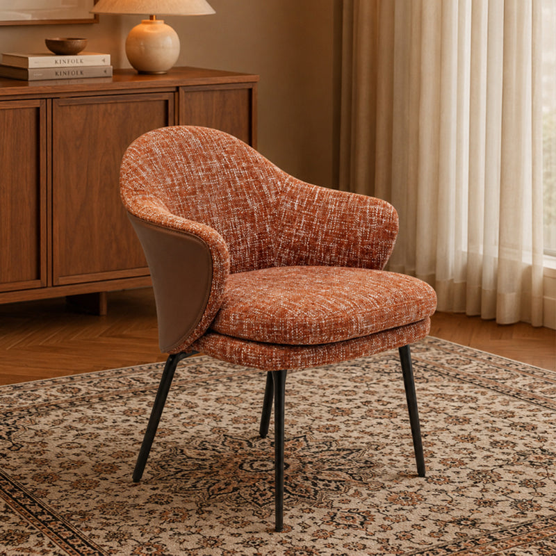 red fabric dining chair