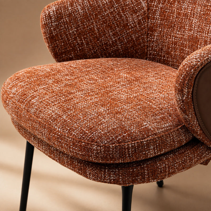red fabric dining chair