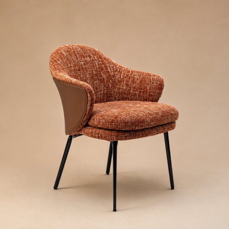 red fabric dining chair