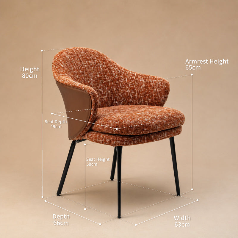 red fabric dining chair