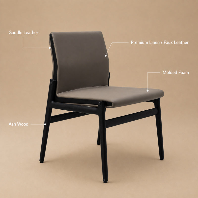 Modern Ash Wood Upholstered Dining Chair