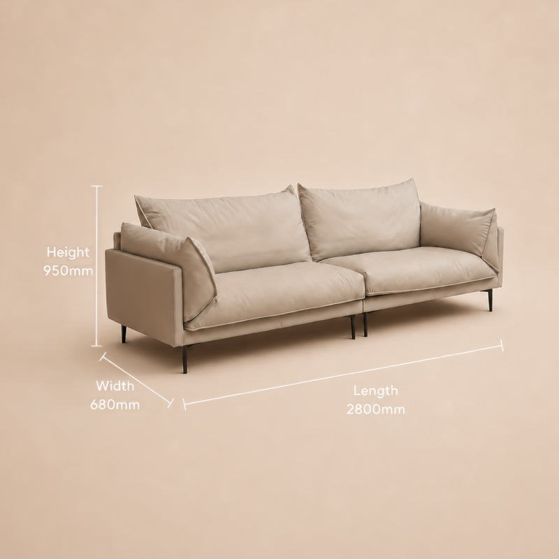 2 Seater Genuine Leather Sofa with Metal Frame – Modern Designer Lounge