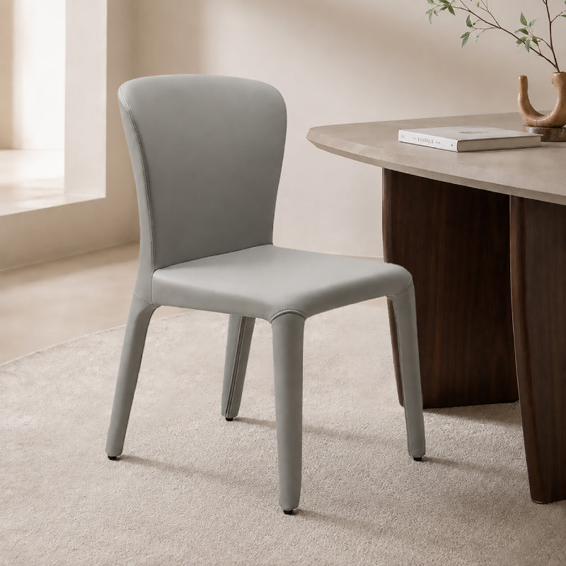 blue leather dining chair