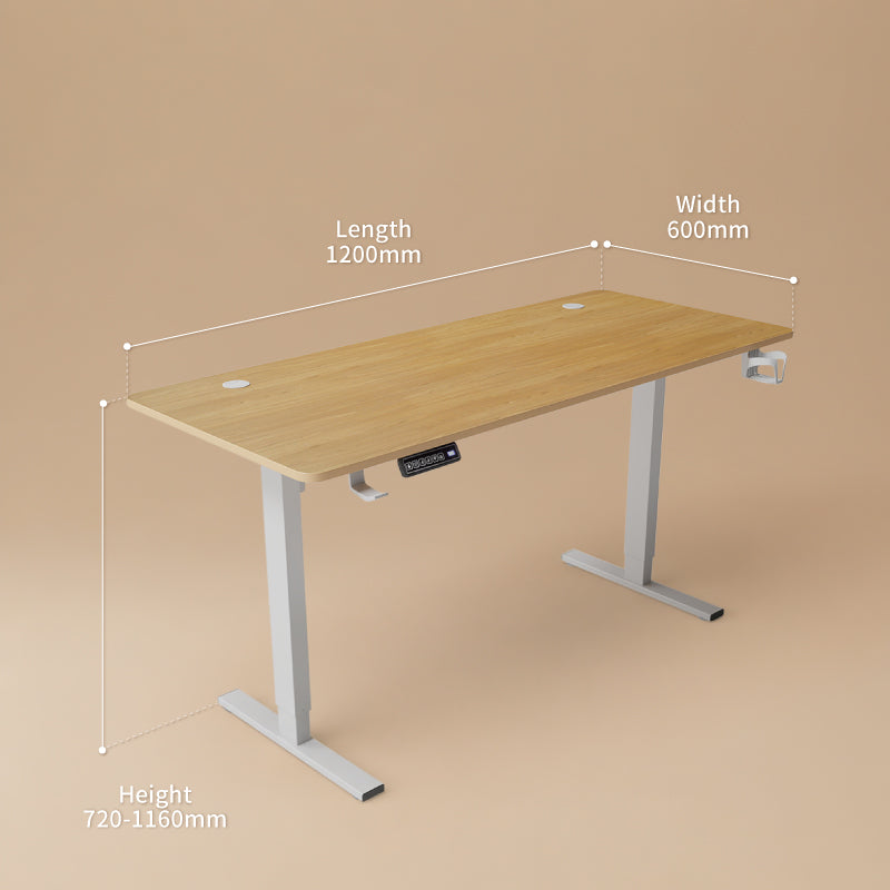 Trizenith Electric Adjustable Height Desk | Melbourne Shipping (Oak + White)