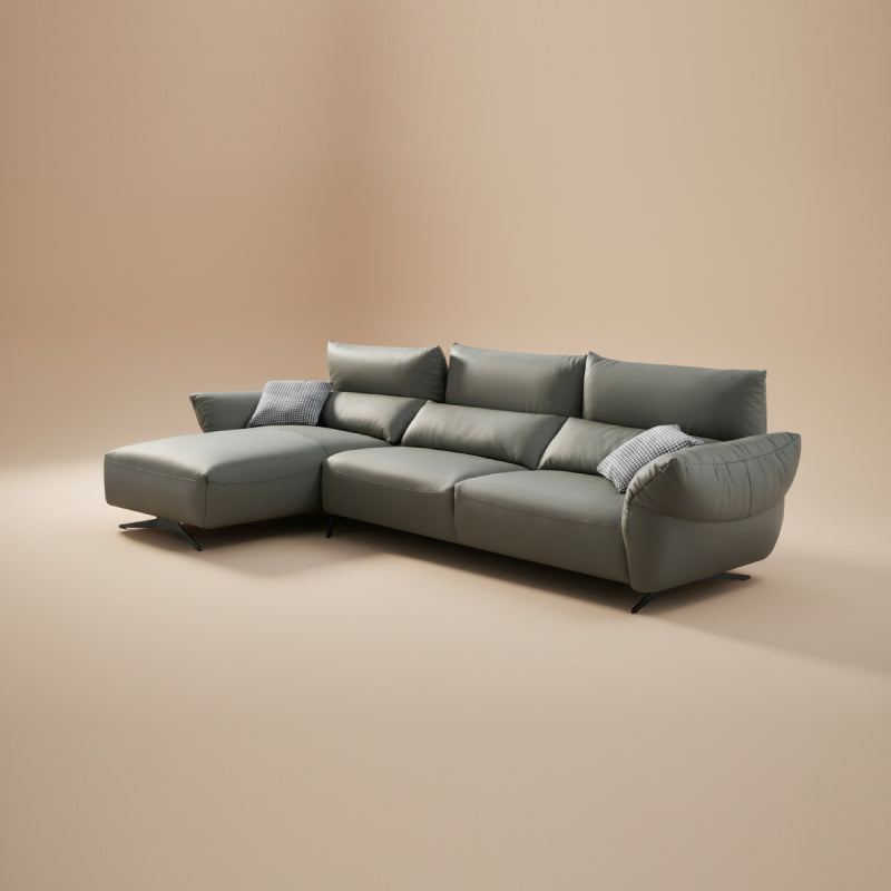 Three Seater Sofa with Right Chaise - Leather
