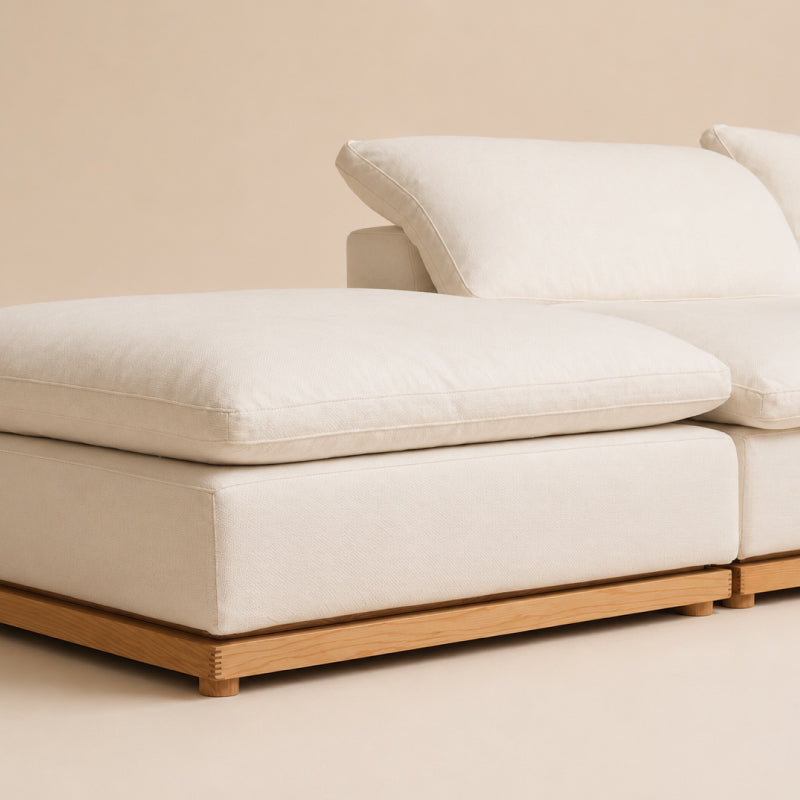 Luxury Feather-Filled Fabric Sofa with Russian Larch Solid Wood Frame
