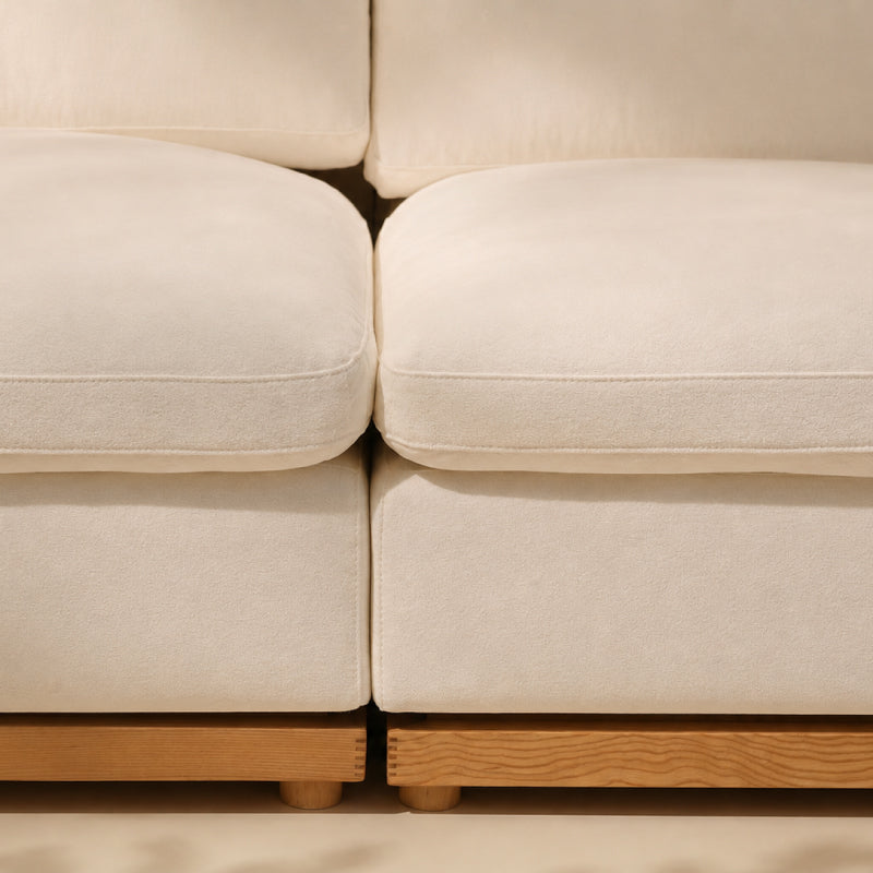 Luxury Feather-Filled Fabric Sofa with Russian Larch Solid Wood Frame