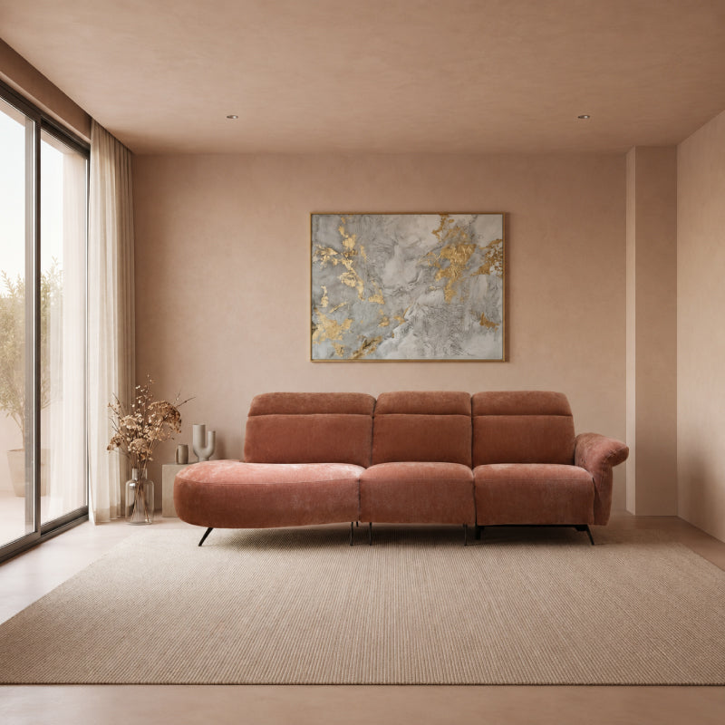 Luxury Electric Recliner Sofa with OKIN Motor | Chenille Fabric & Top-Grain Leather