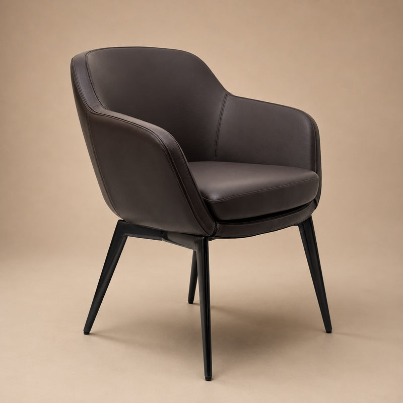 brown leather dining chair
