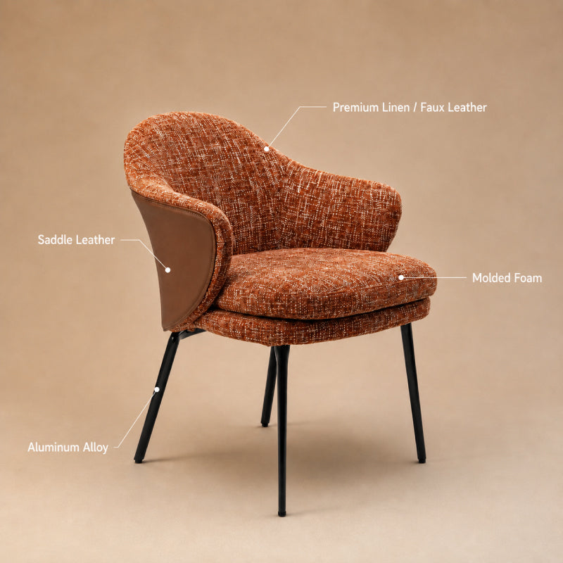 red fabric dining chair