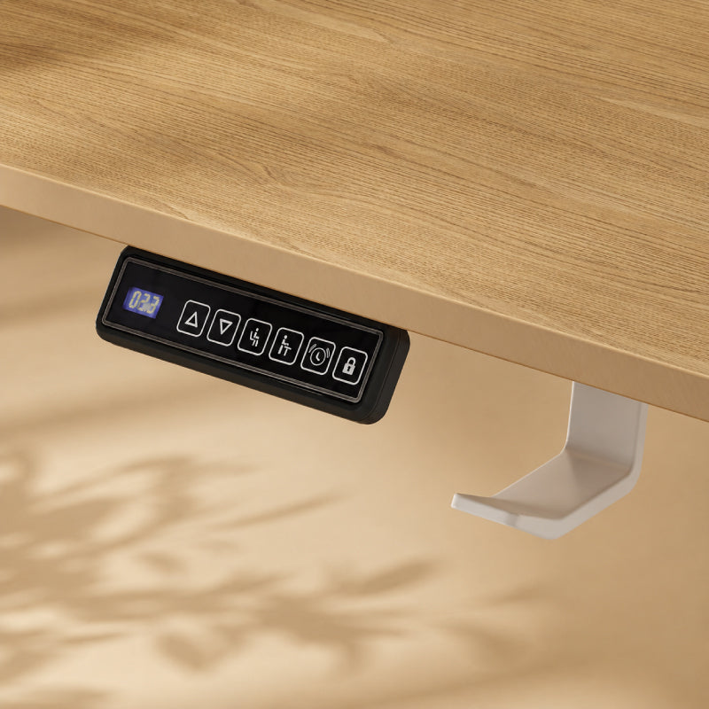 Trizenith Electric Adjustable Height Desk | Melbourne Shipping (Oak + White)